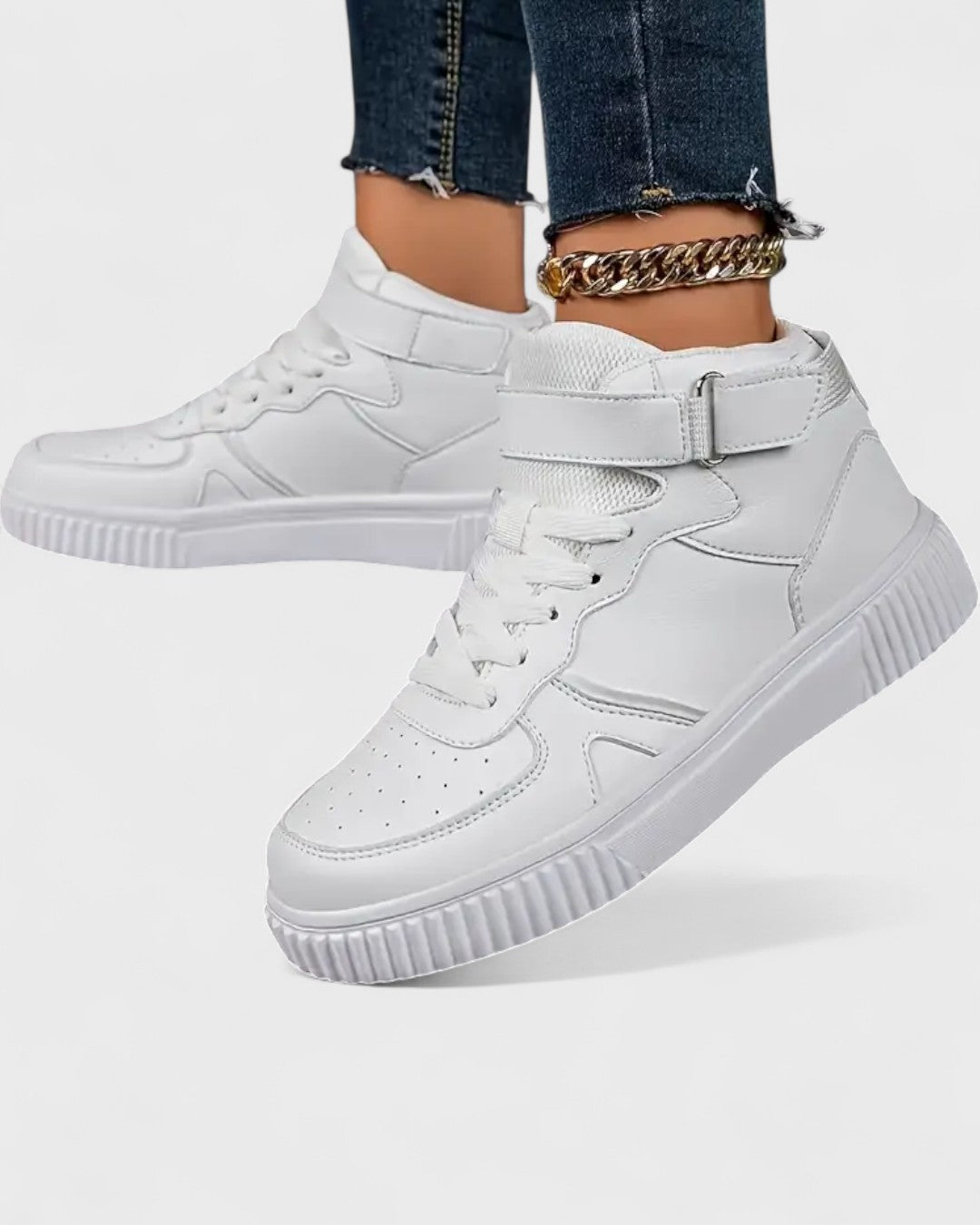 Baskets montantes femme en cuir synthétique