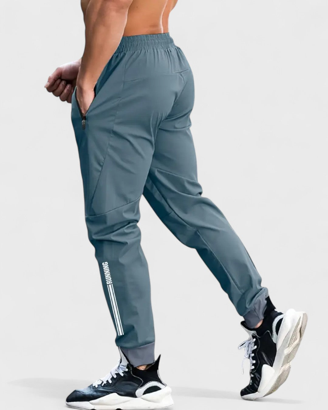 Joggers de sport bleu marine pour homme avec fermetures zippées