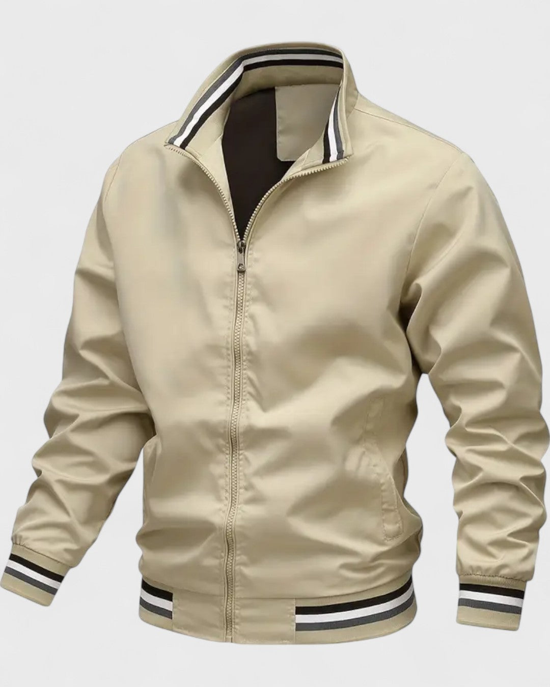 Blouson décontracté à col montant rayé