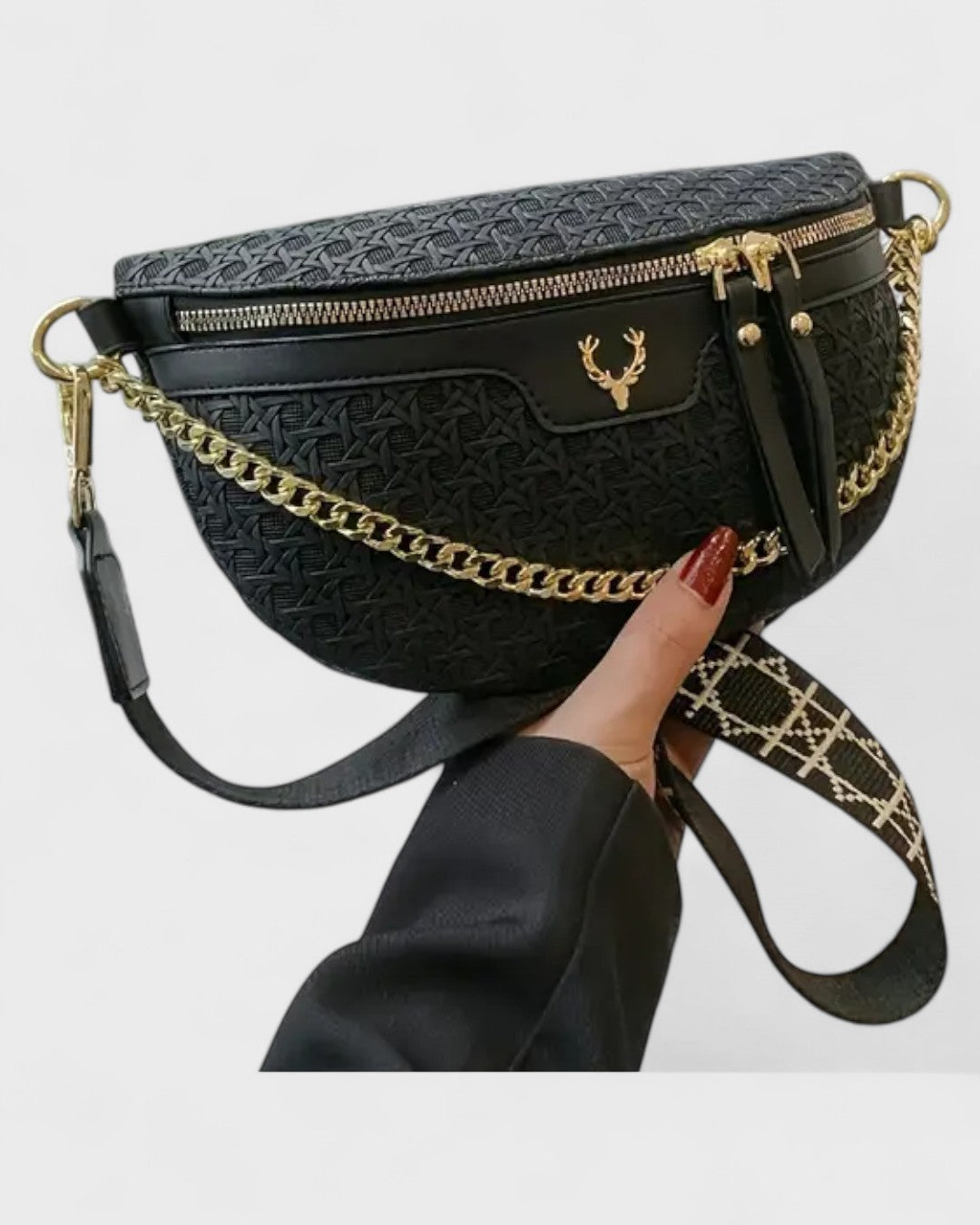 Mireille | Sac banane texturé avec chaîne dorée