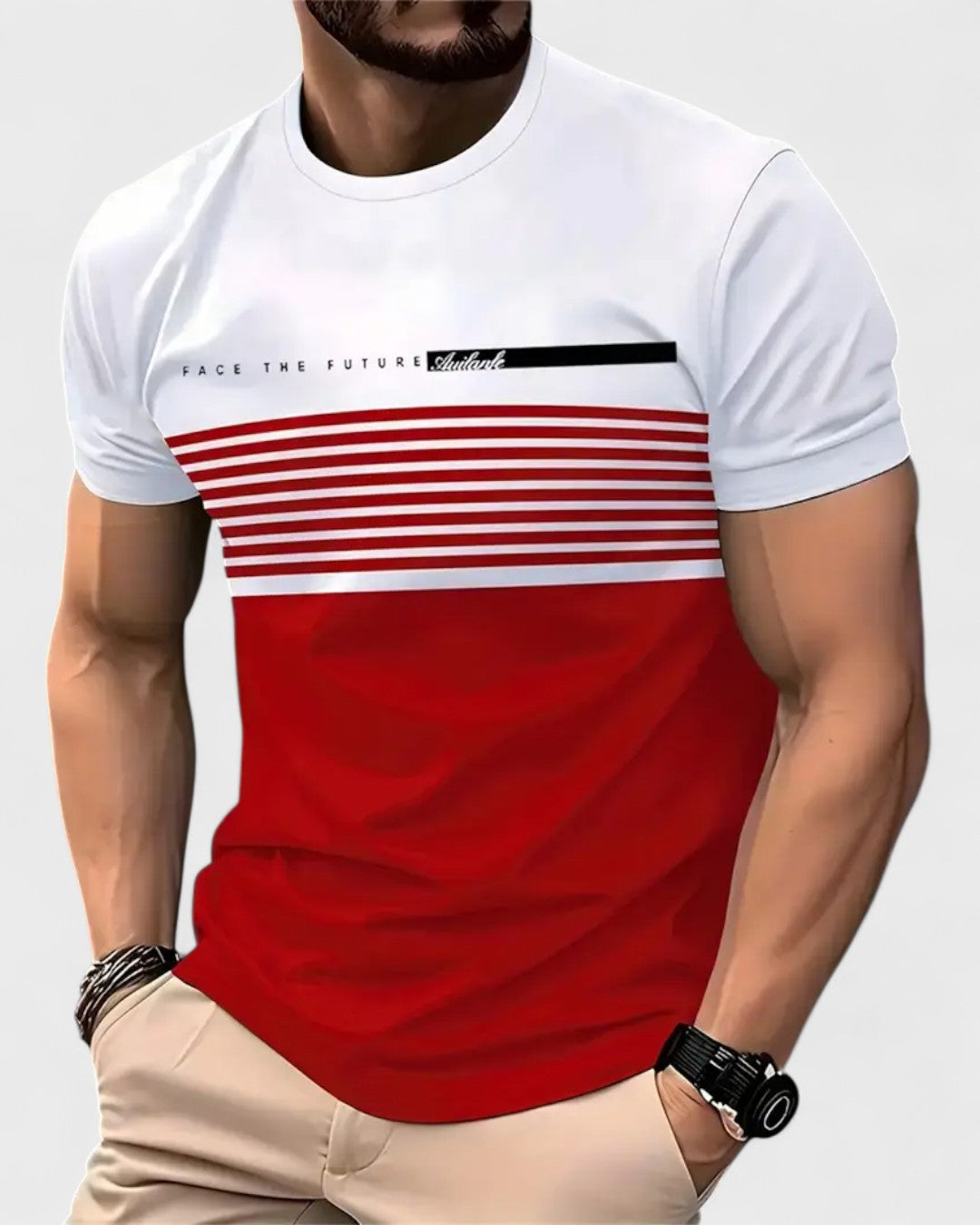 Bartek | T-shirt pour homme avec imprimé « FUTURE » et bandes 3D