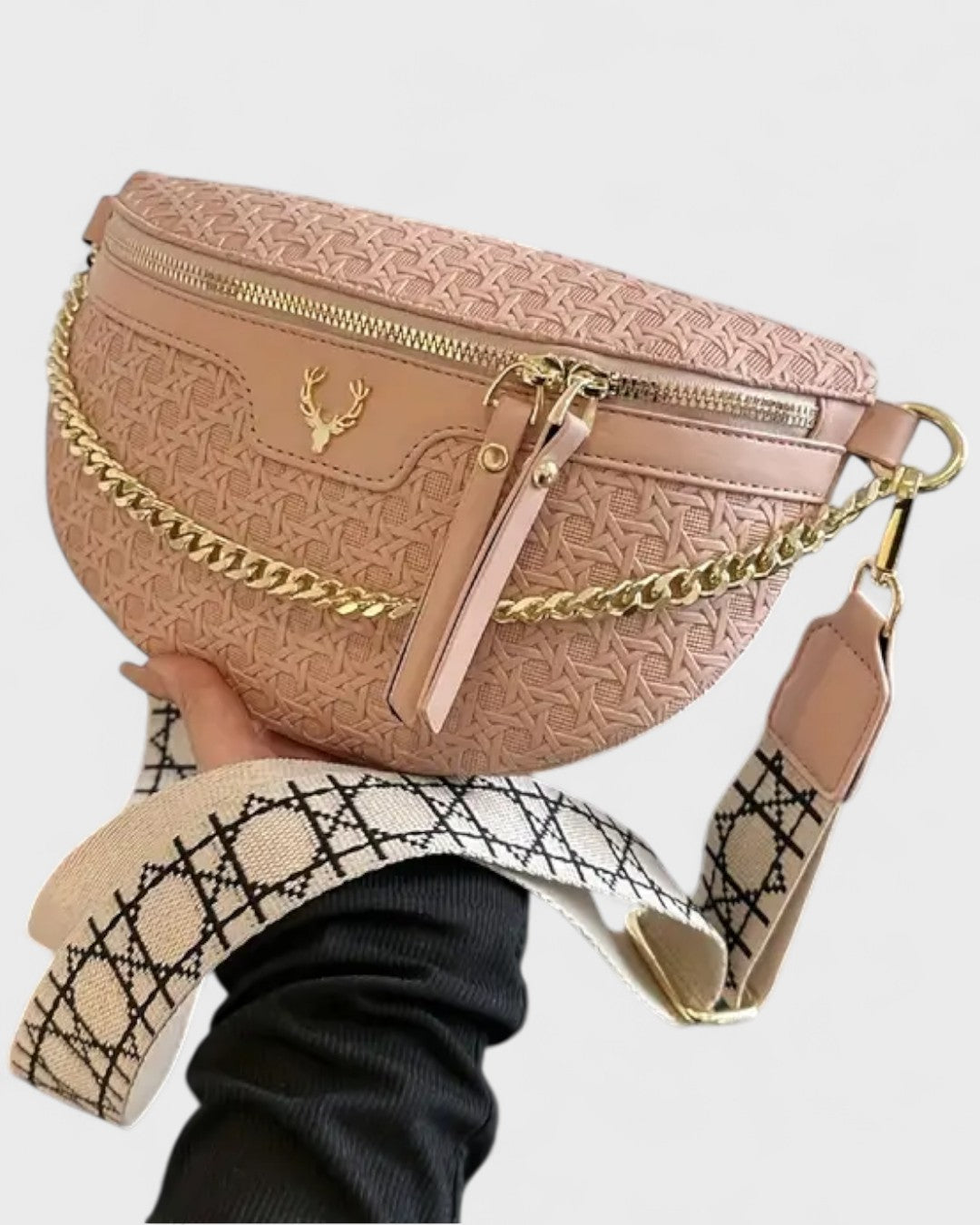 Mireille | Sac banane texturé avec chaîne dorée