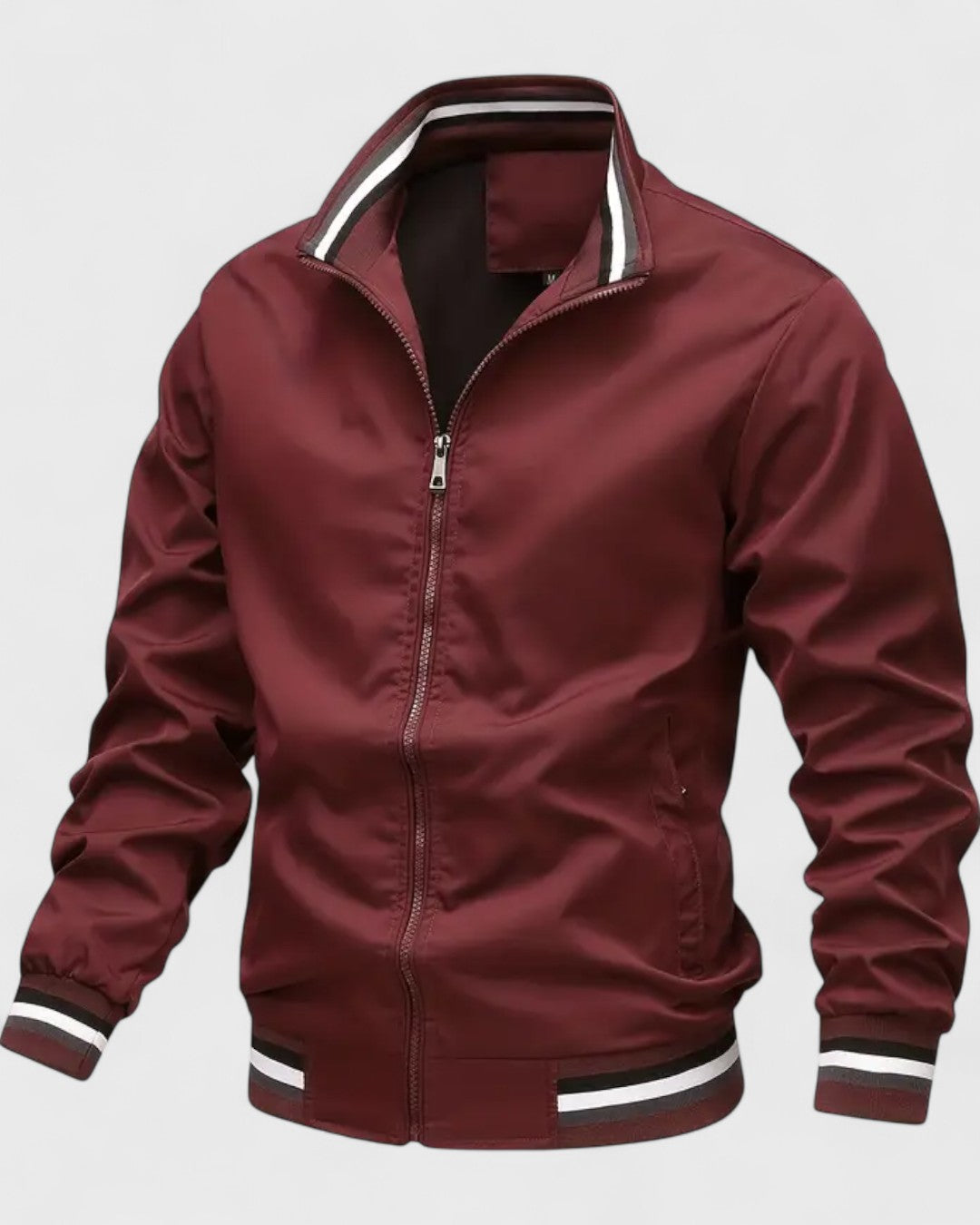 Blouson décontracté à col montant rayé