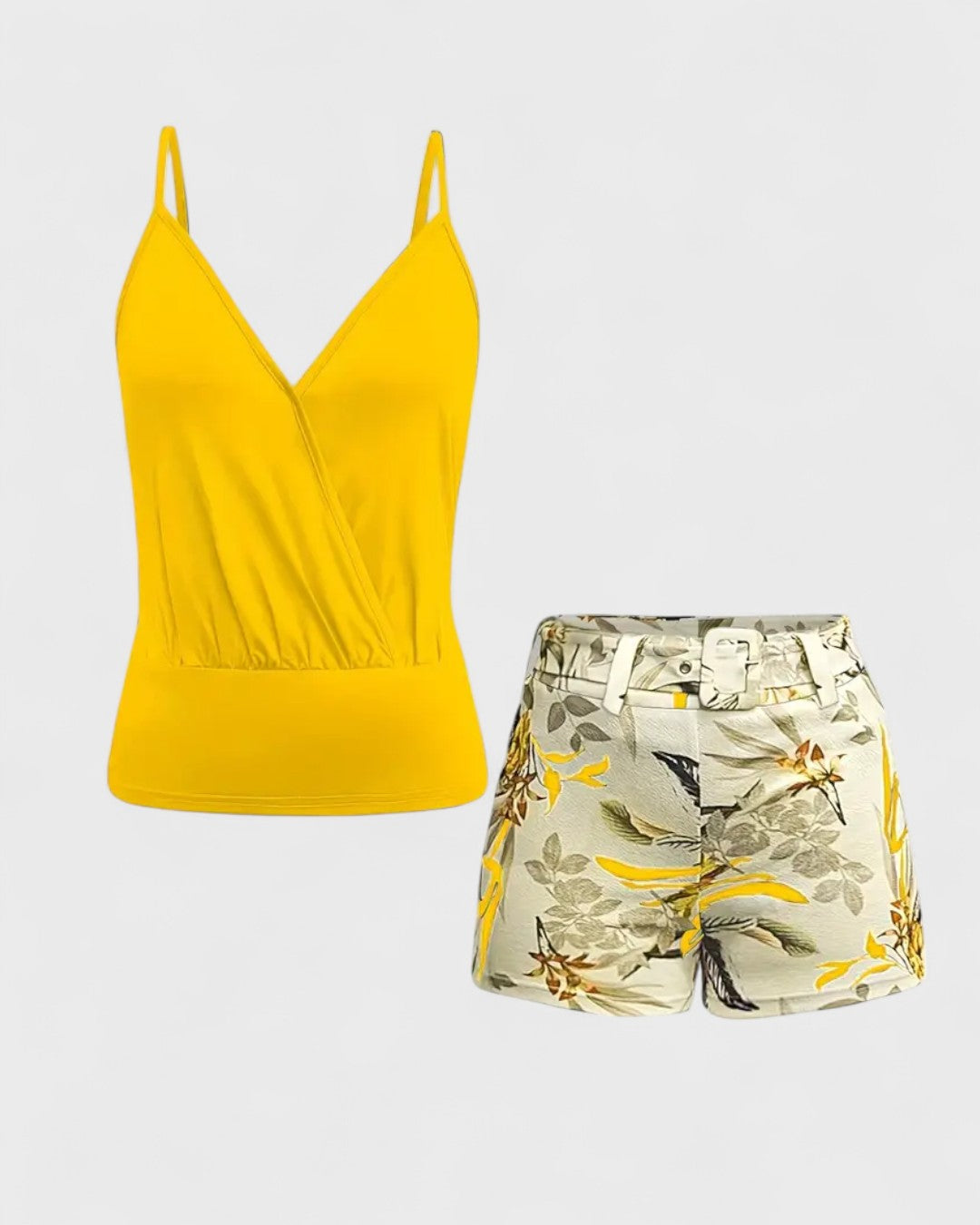 Ensemble top à bretelles et short fleuri