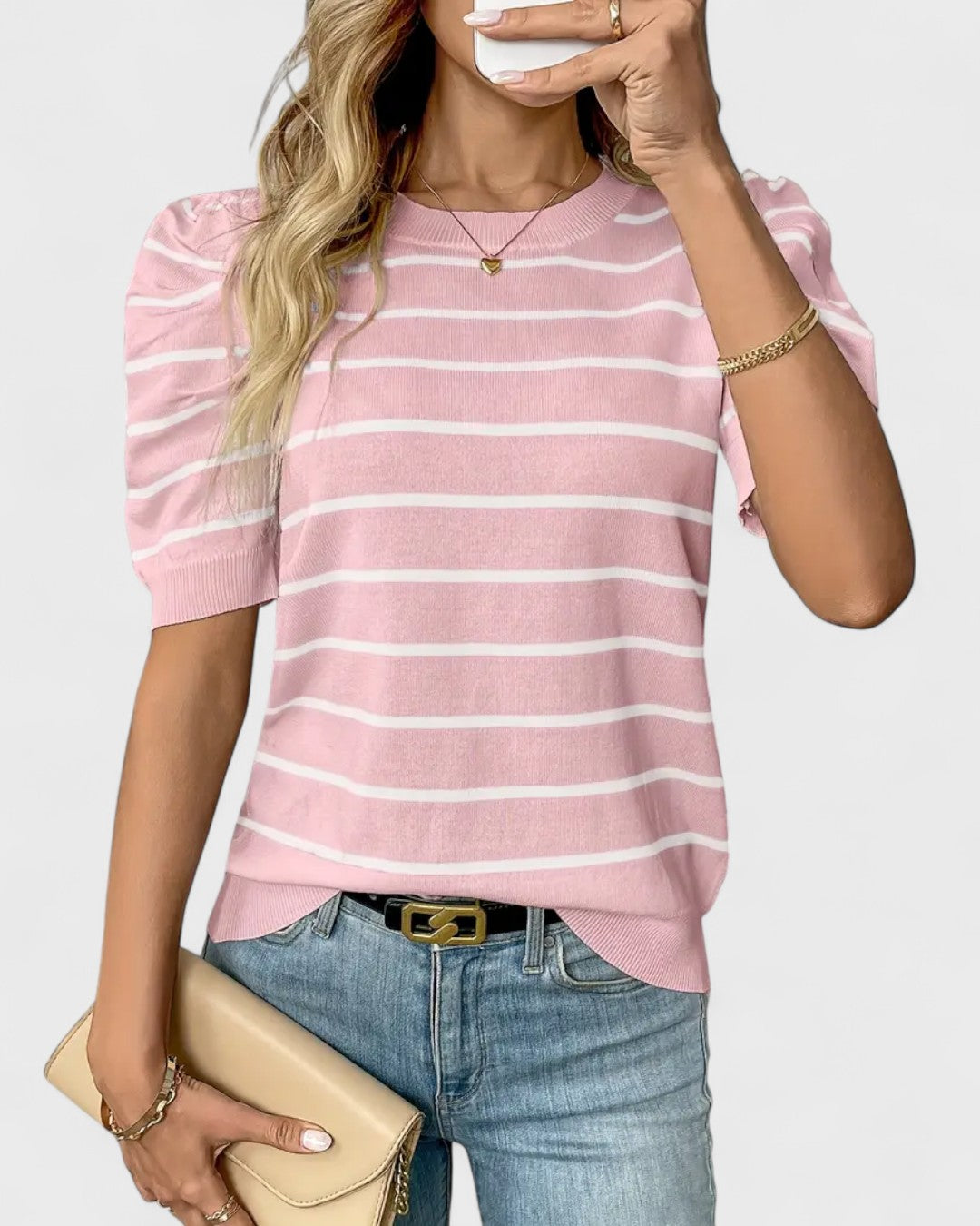 Chemise rayée à manches bouffantes