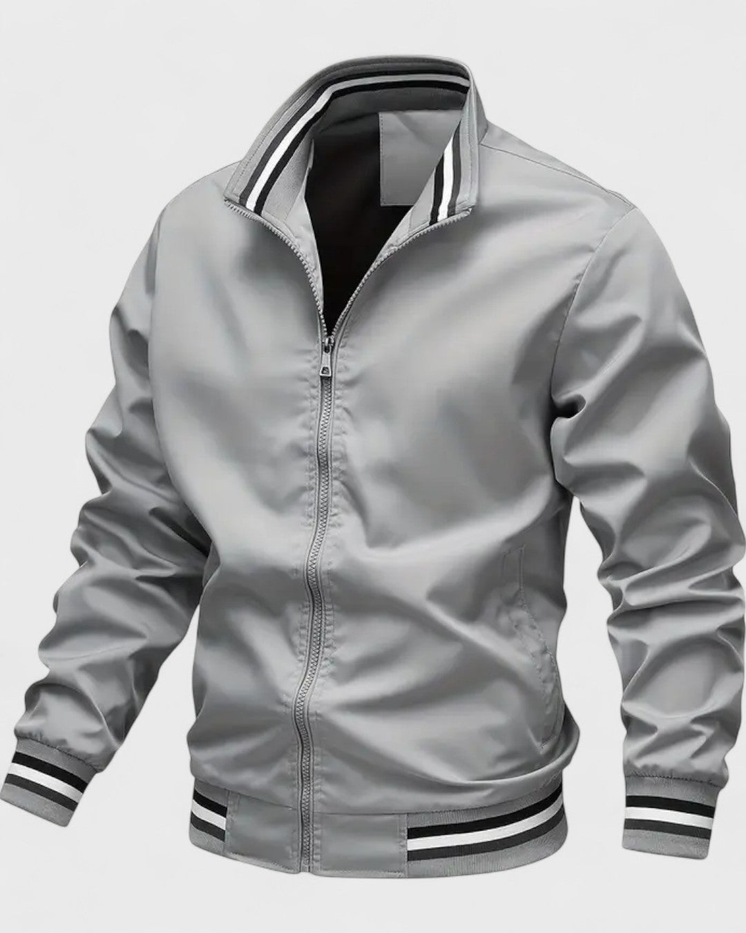 Blouson décontracté à col montant rayé