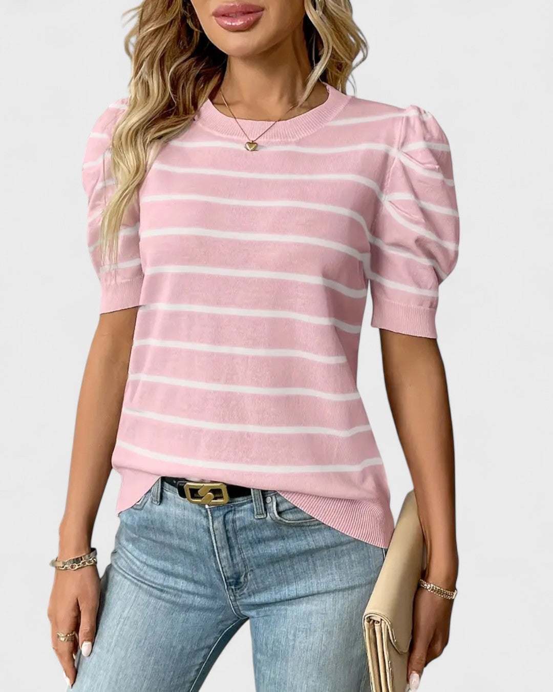 Chemise rayée à manches bouffantes