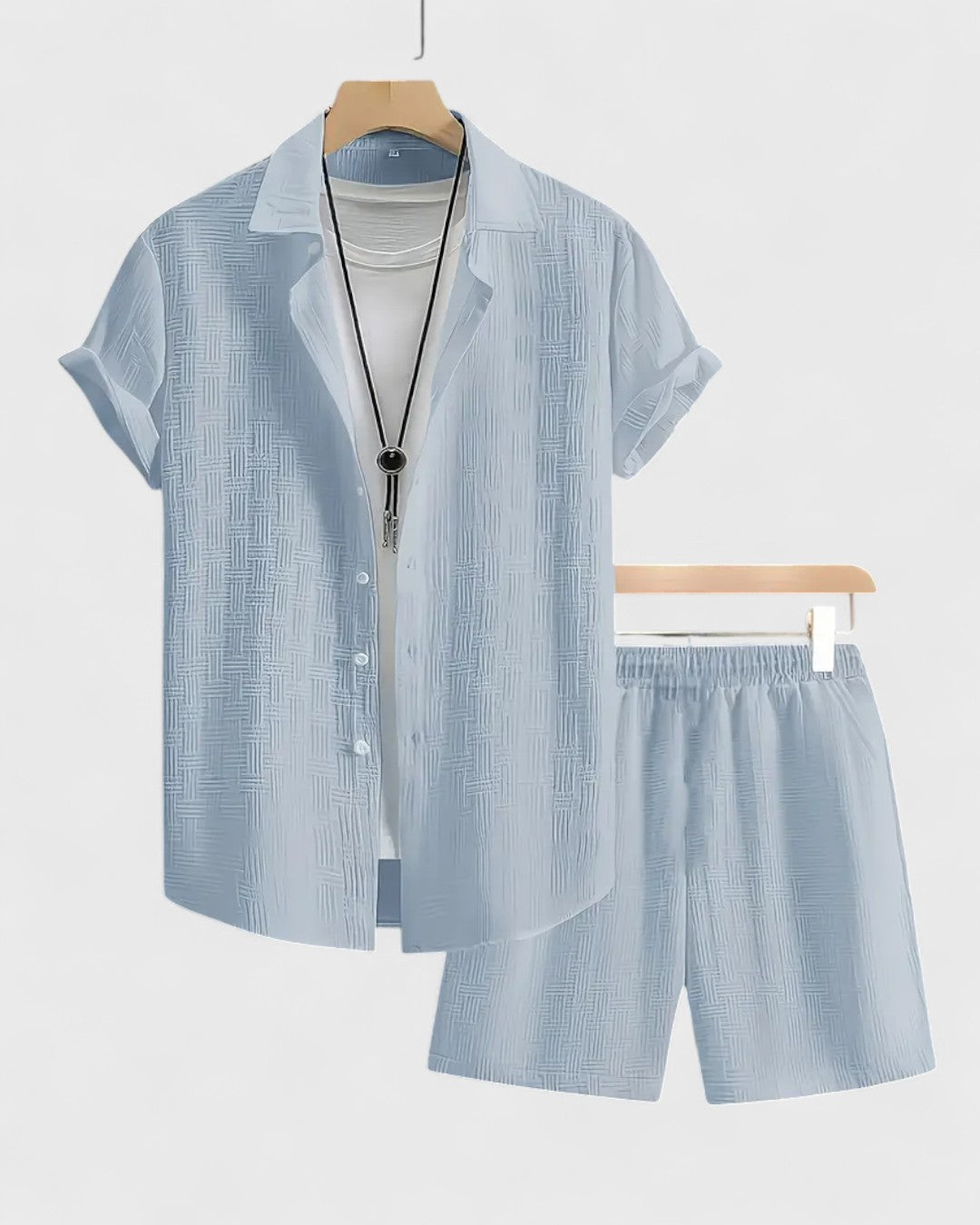 Ensemble chemise et short de plage en maille texturée