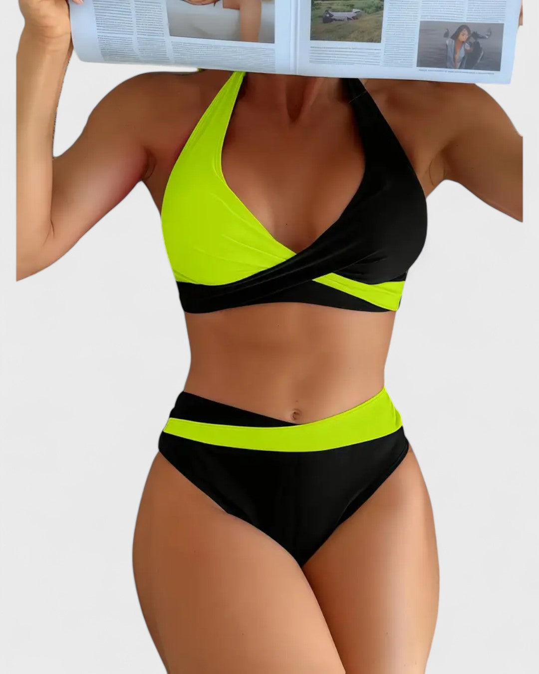 Maillot de bain deux pièces en blocs de couleurs