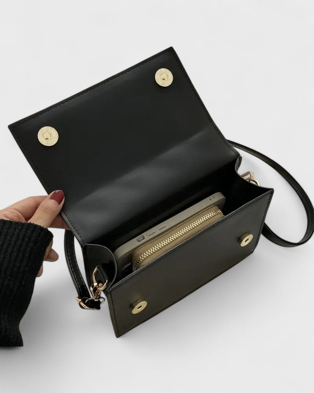 Mini sac bandoulière noir à motif losange