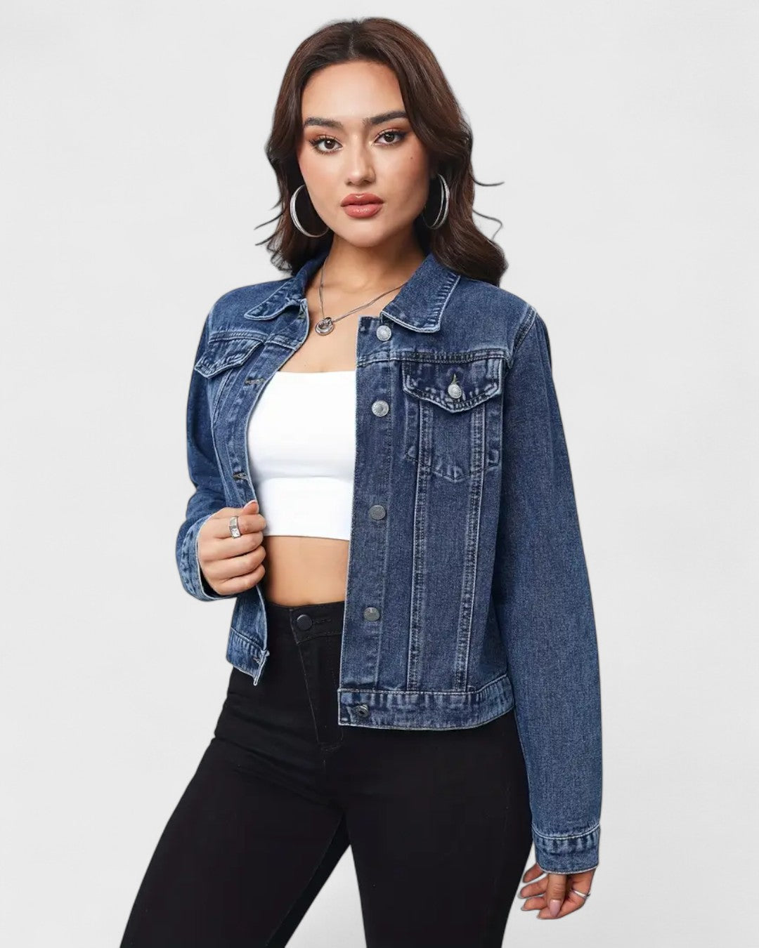Lidie | Veste en jean brodée de fleurs pour femme