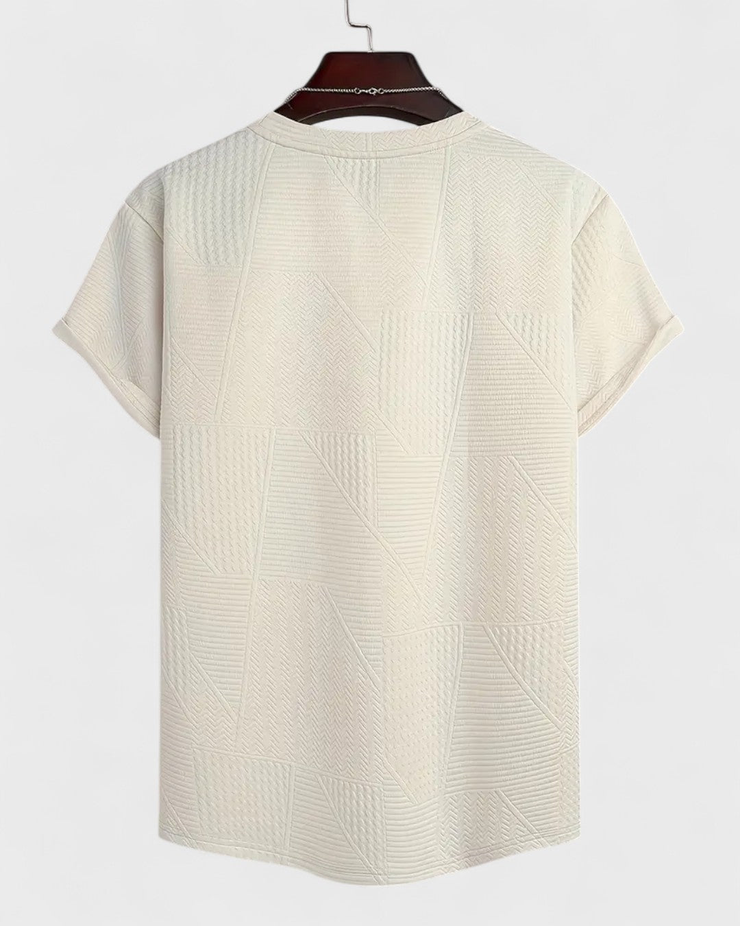 T-shirt pour homme à motif jacquard blanc et marron
