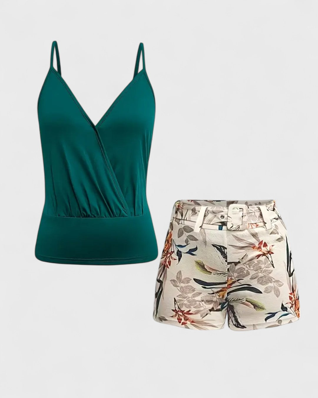 Ensemble top à bretelles et short fleuri