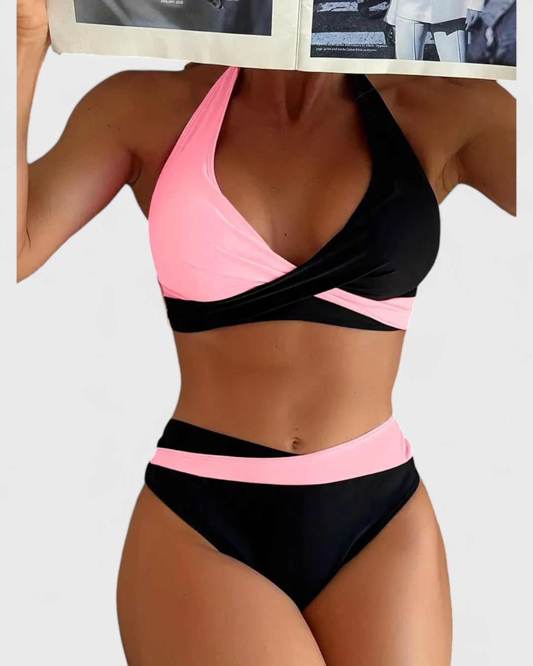 Maillot de bain deux pièces en blocs de couleurs