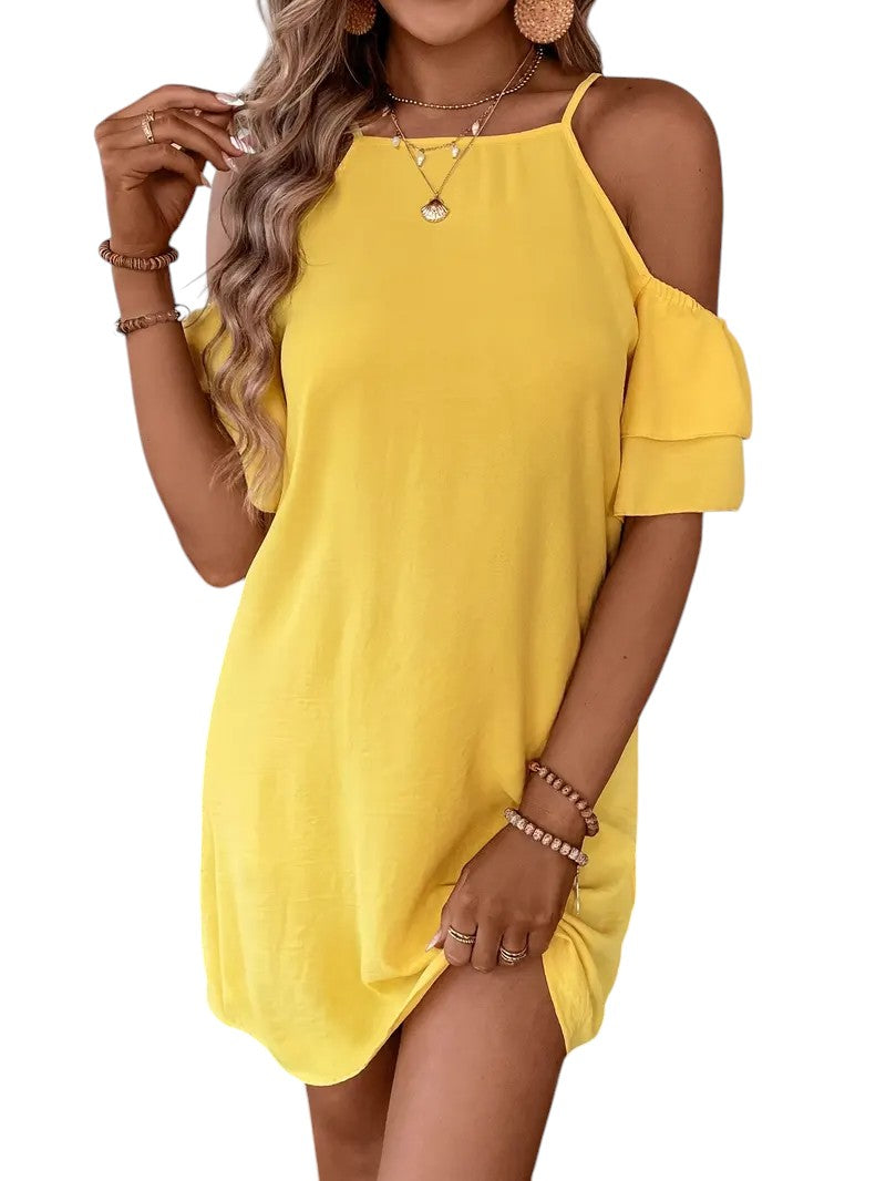 Robe mi-longue à épaules dénudées
