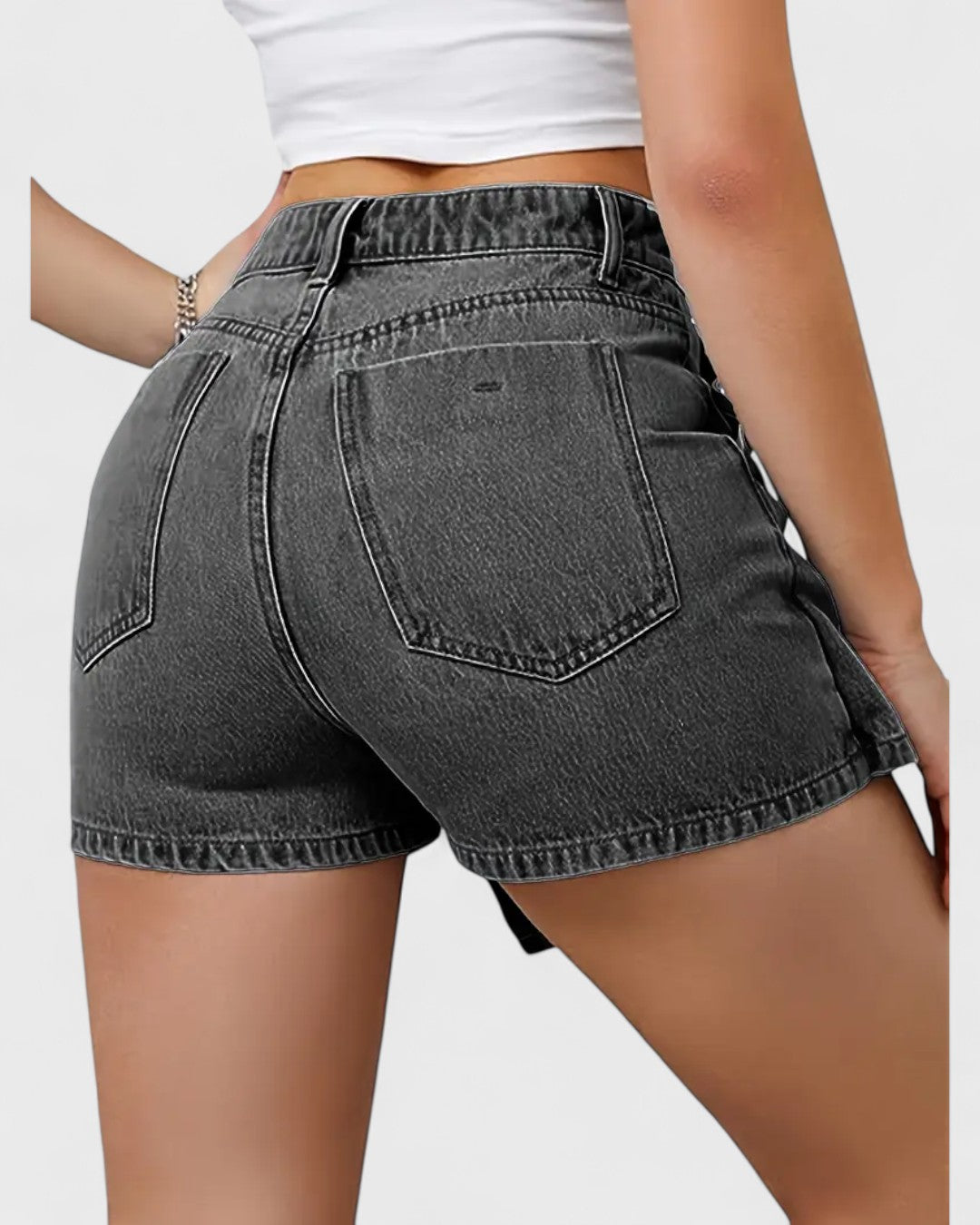 Short en jean asymétrique pour femme