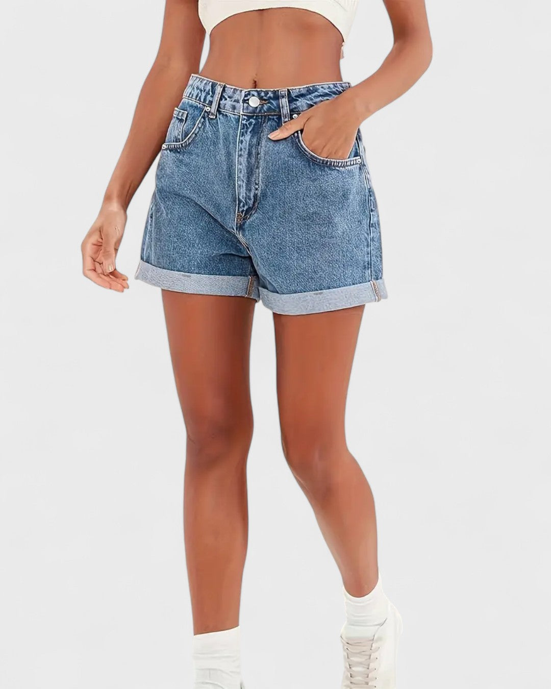 Short Preppy taille haute pour femme