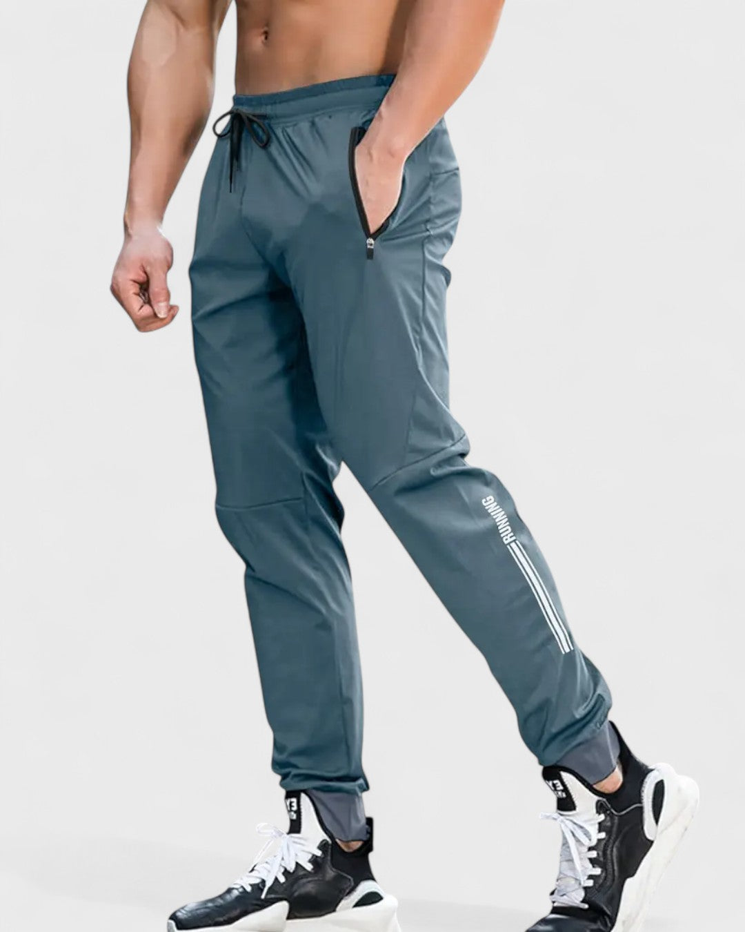 Joggers de sport bleu marine pour homme avec fermetures zippées
