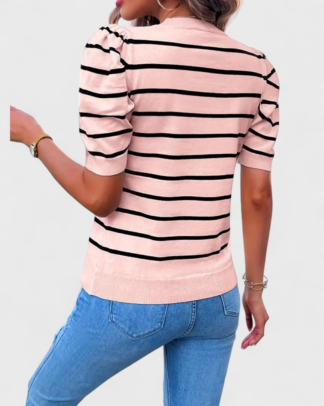 Chemise rayée à manches bouffantes