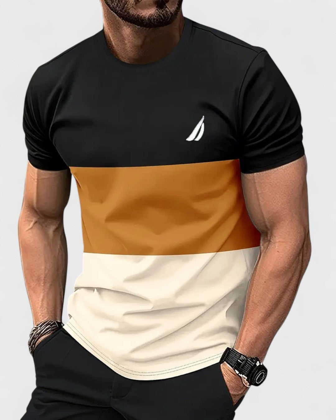 T-shirt homme en coton Color Block