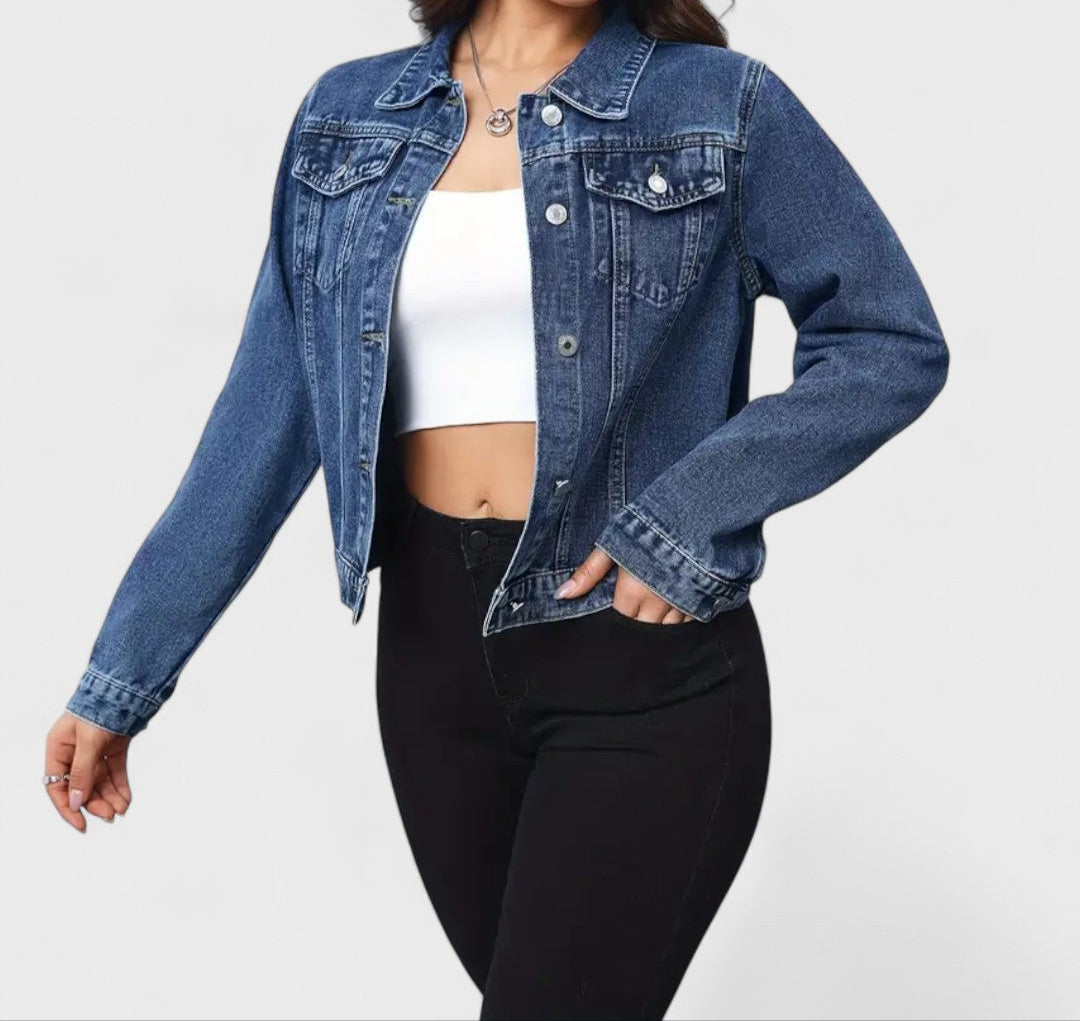 Veste en jean brodée de fleurs pour femme