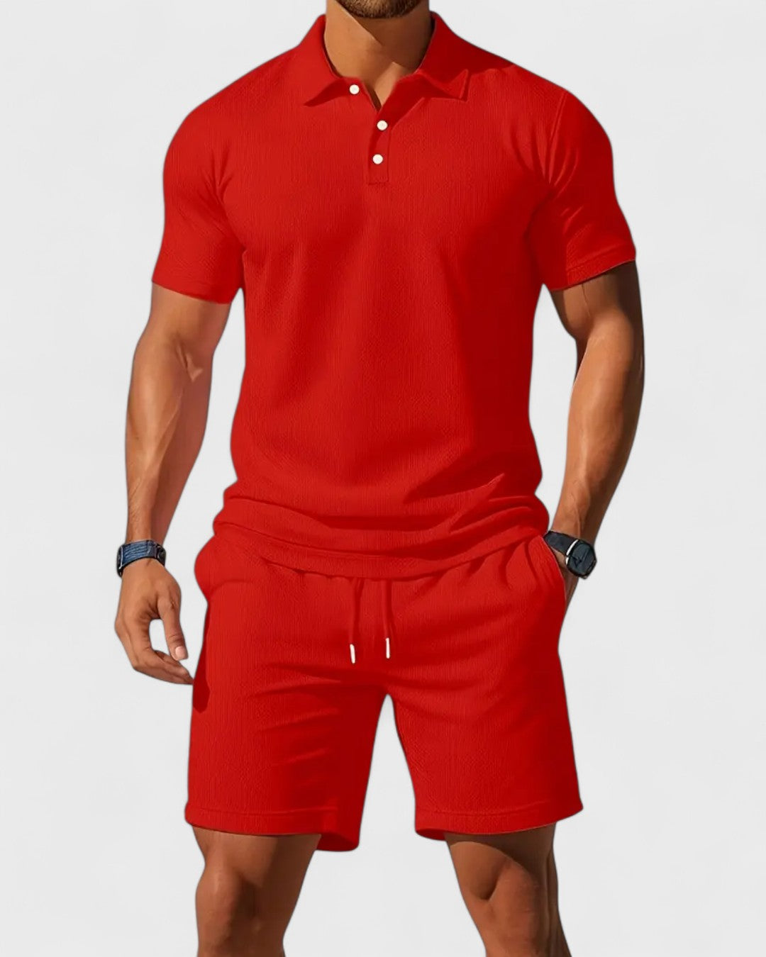 Ensemble polo maille légère et short d’été
