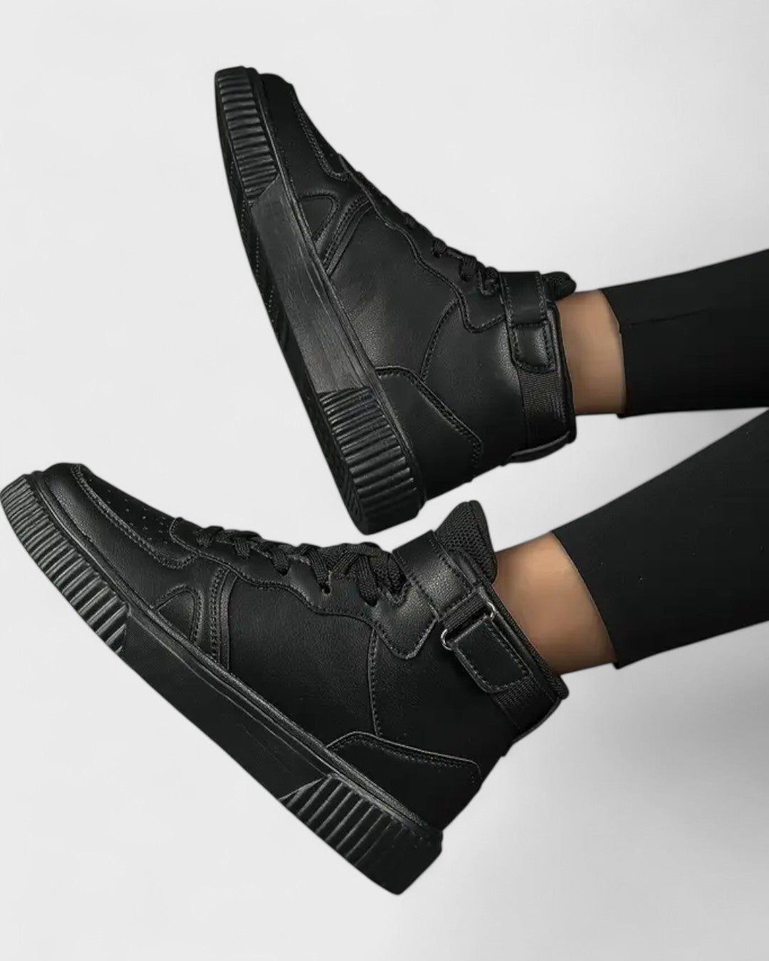 Baskets montantes femme en cuir synthétique