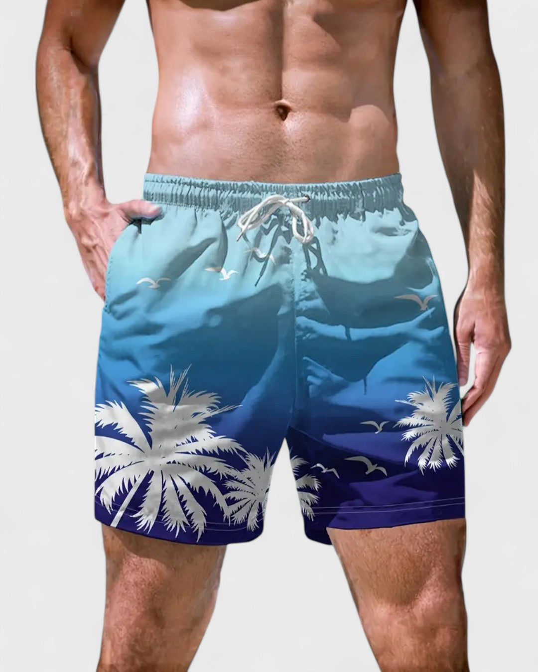 Short de plage à motifs géométriques