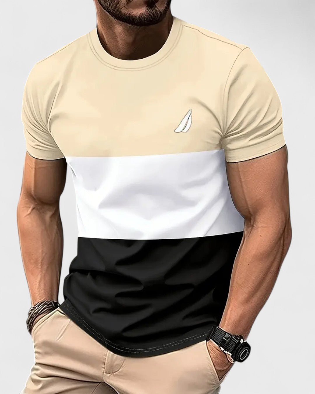 T-shirt homme en coton Color Block