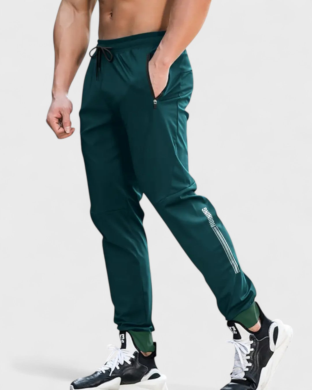 Joggers de sport bleu marine pour homme avec fermetures zippées