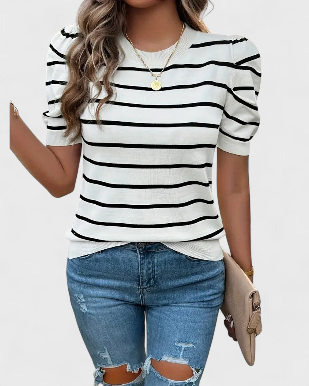 Chemise rayée à manches bouffantes