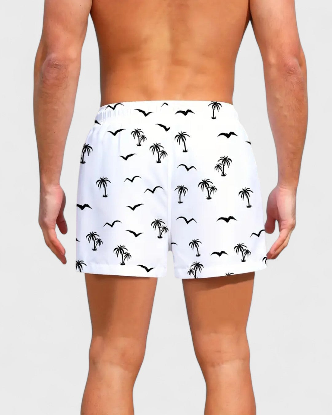Short avec mouettes et palmiers