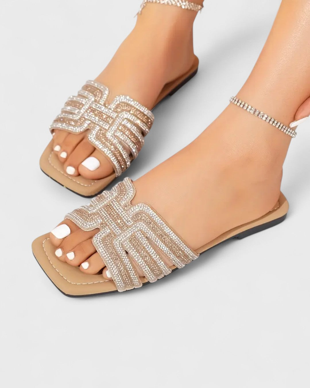 Chantal | Sandales plates scintillantes à brides entrelacées