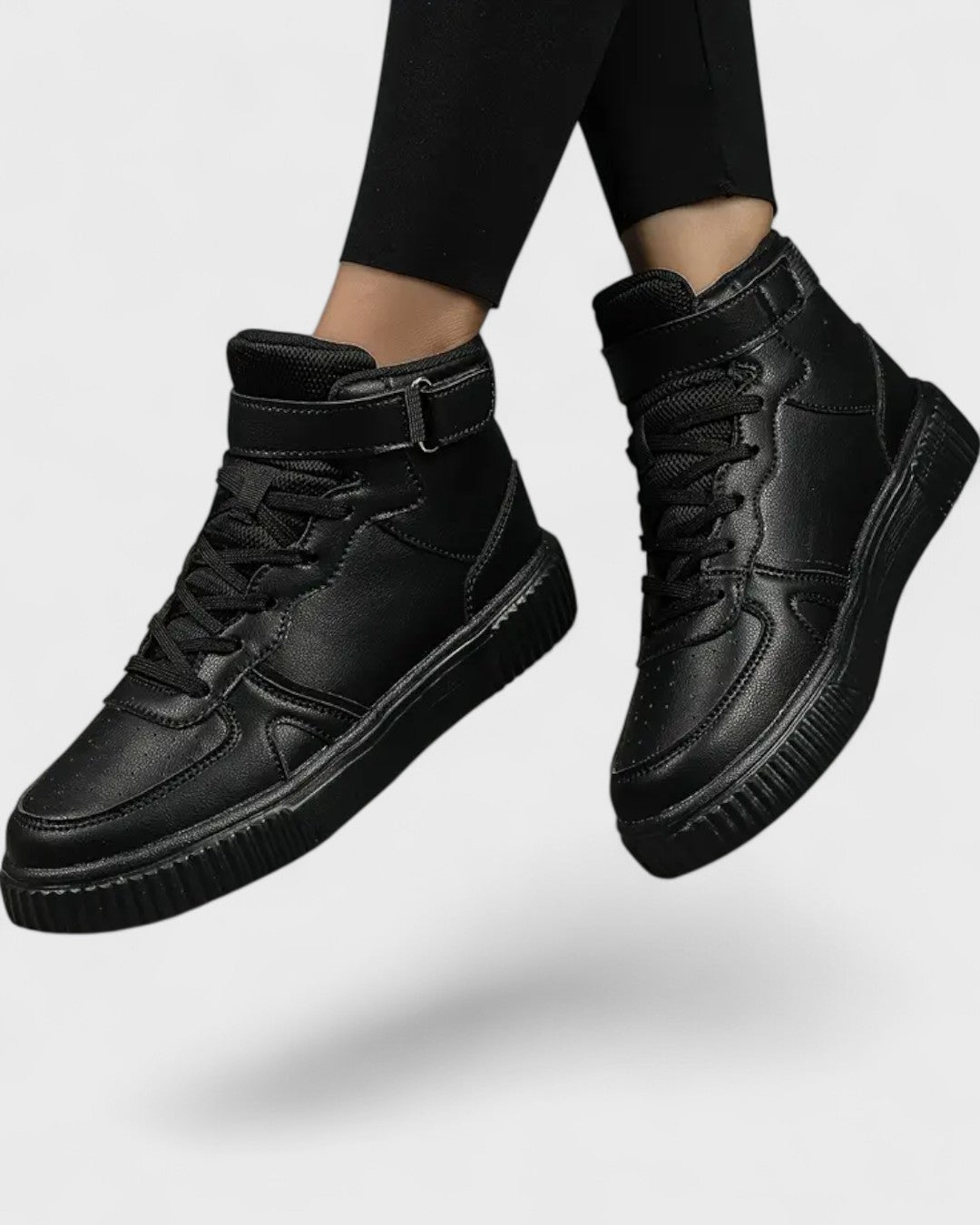 Baskets montantes femme en cuir synthétique