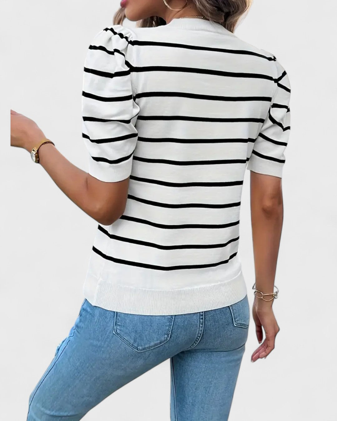 Chemise rayée à manches bouffantes