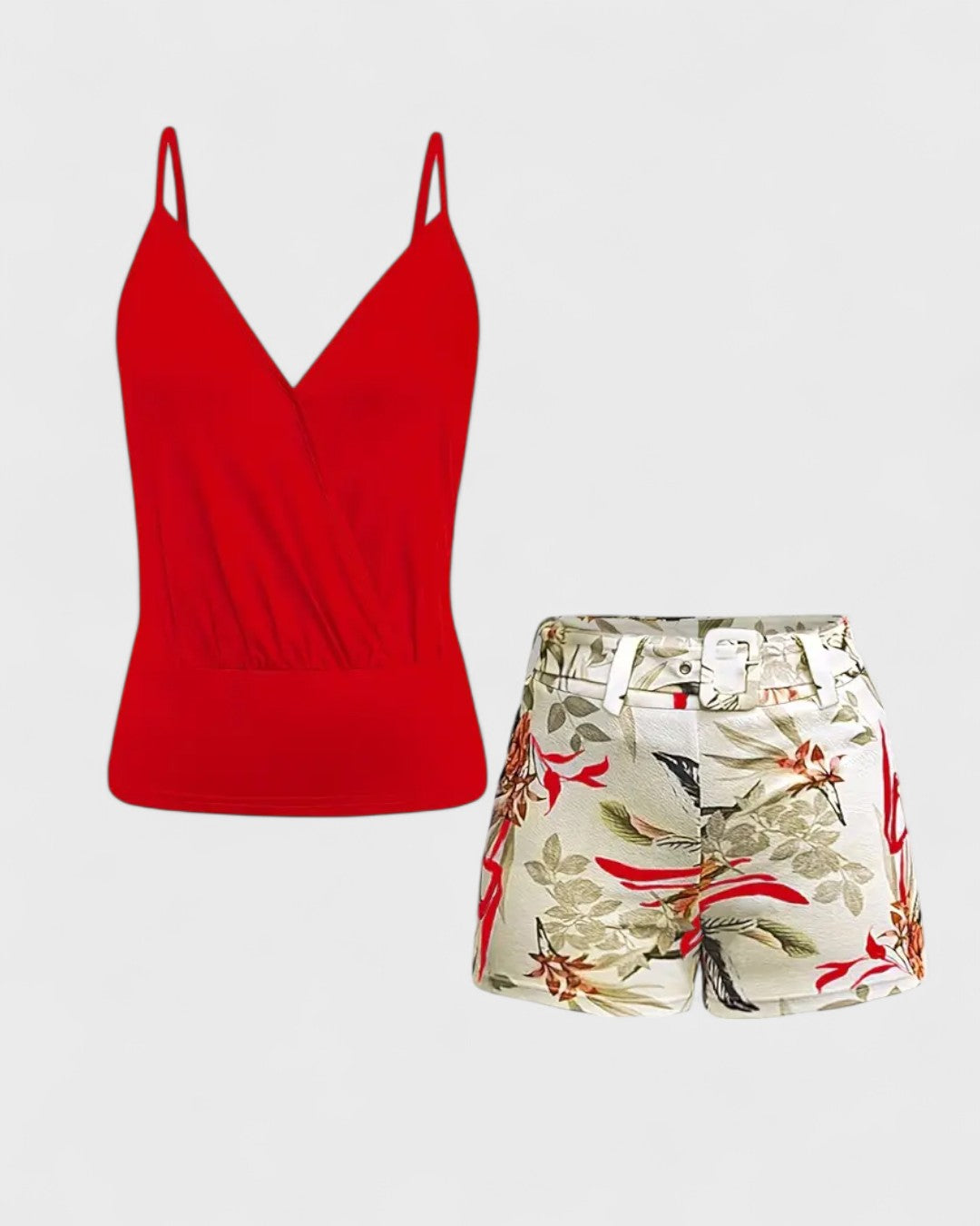 Ensemble top à bretelles et short fleuri