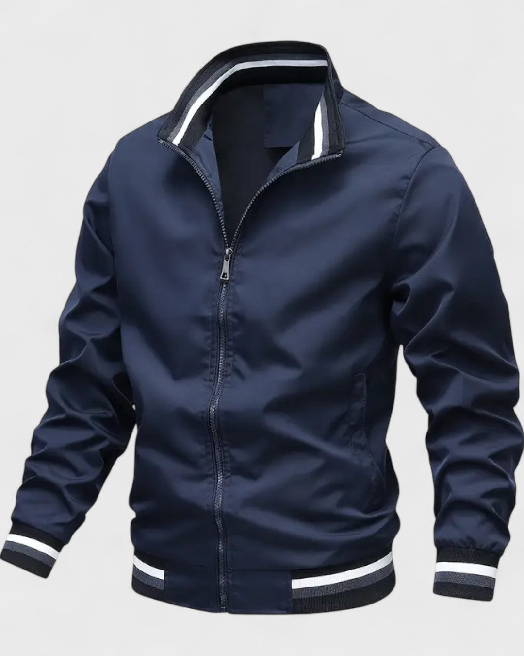 Blouson décontracté à col montant rayé