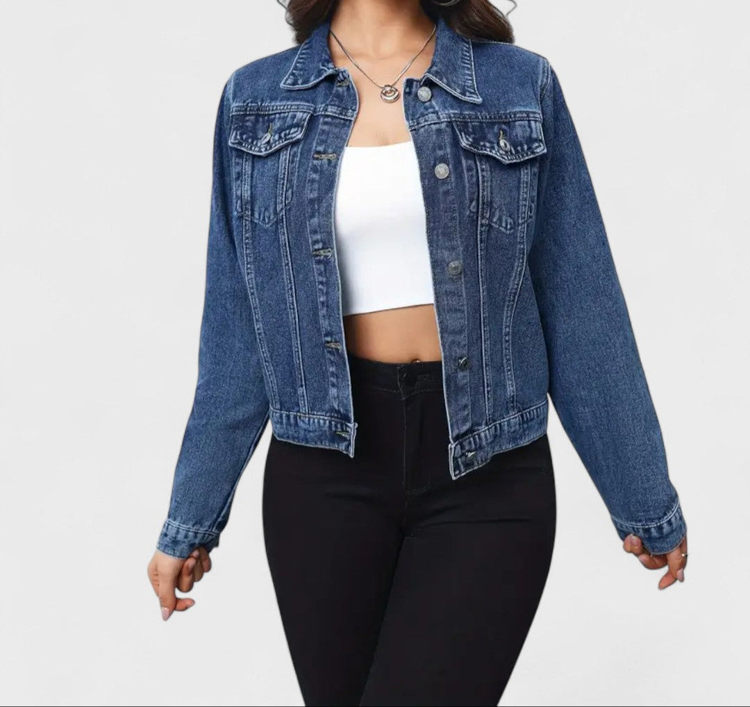 Veste en jean brodée de fleurs pour femme