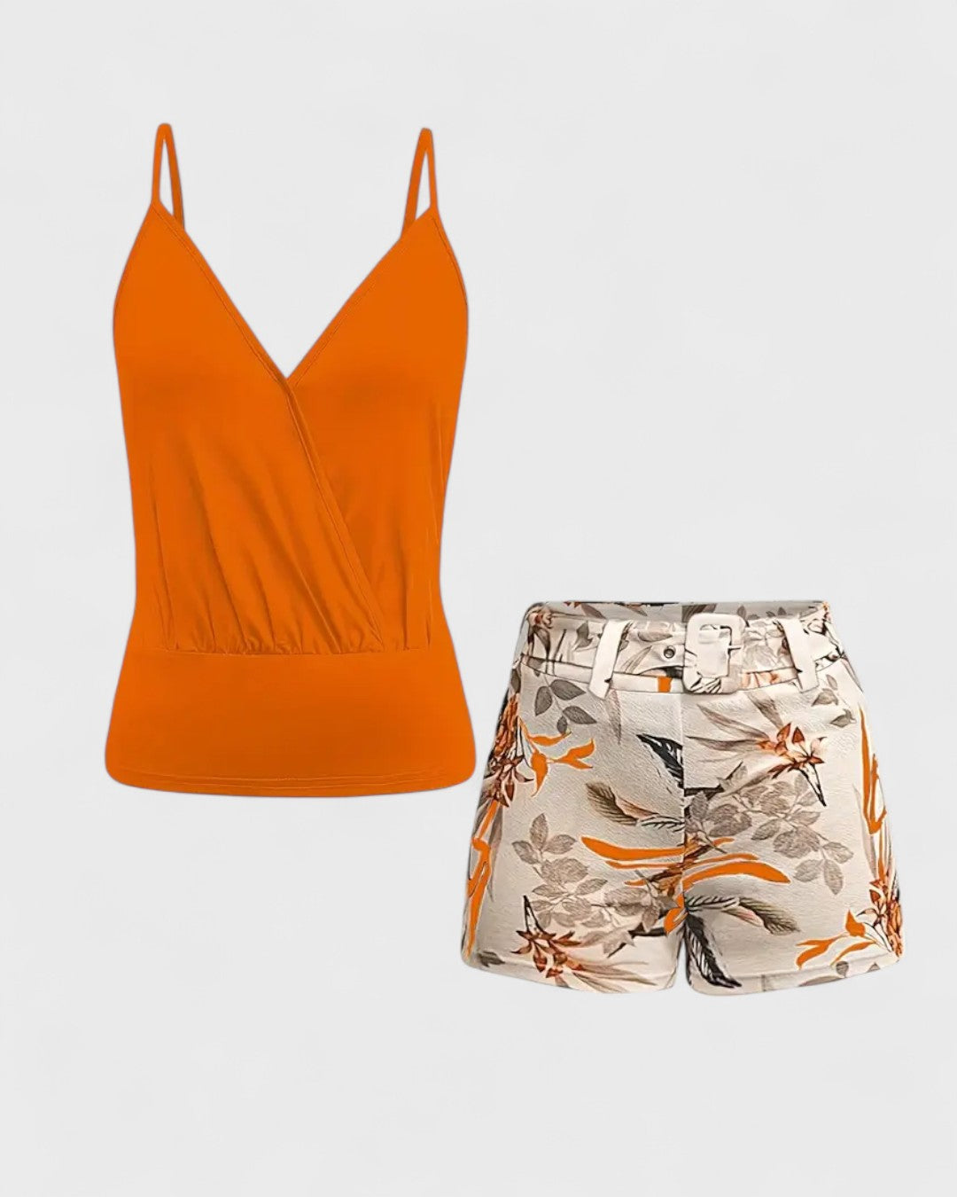 Ensemble top à bretelles et short fleuri