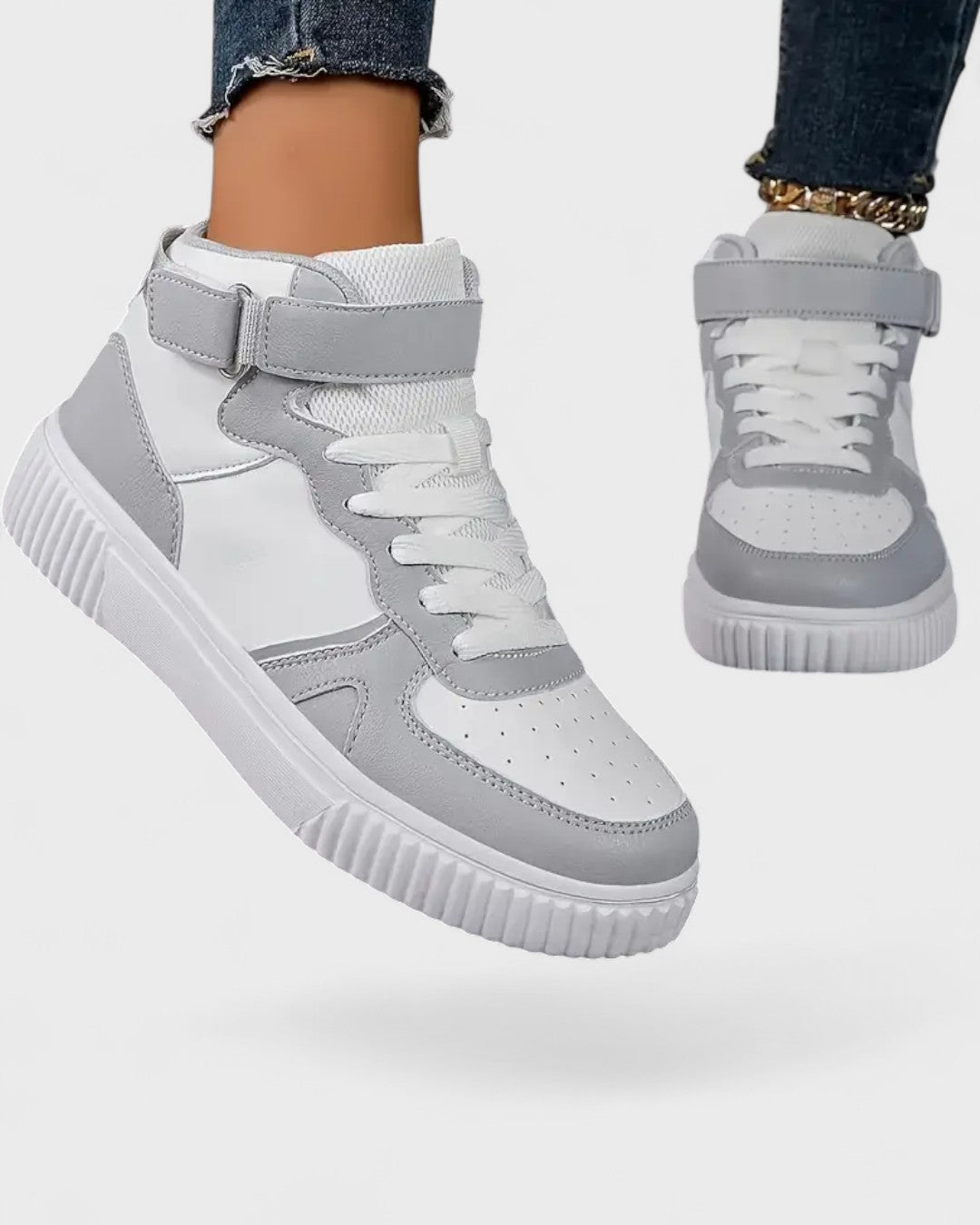 Baskets montantes femme en cuir synthétique