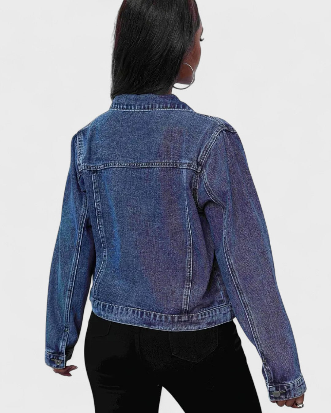 Veste en jean brodée de fleurs pour femme