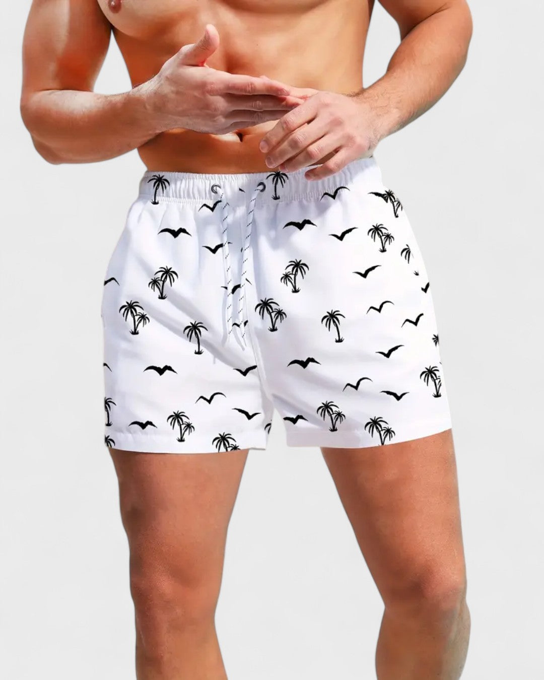 Short avec mouettes et palmiers