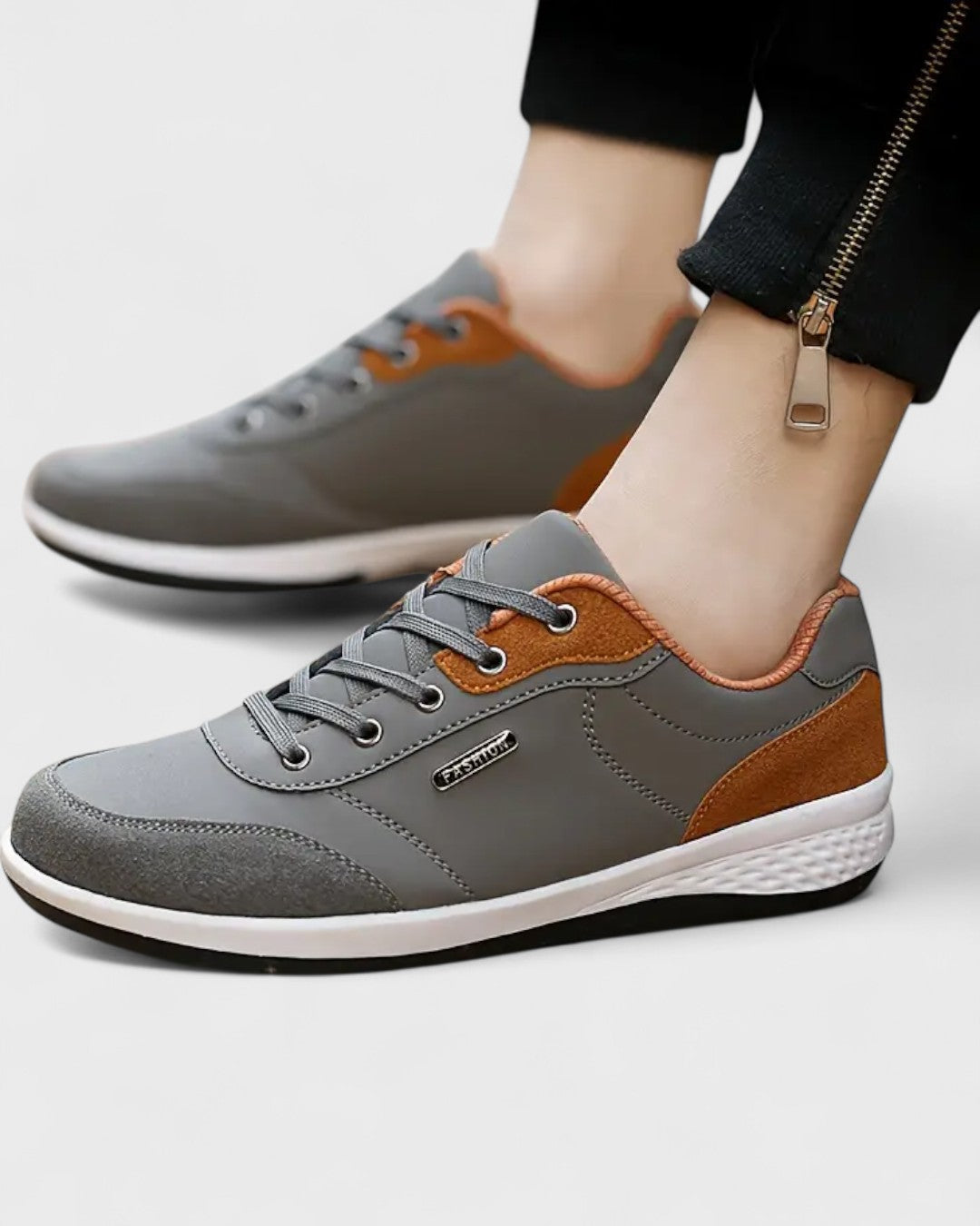 Baskets en cuir pour homme avec semelle légère