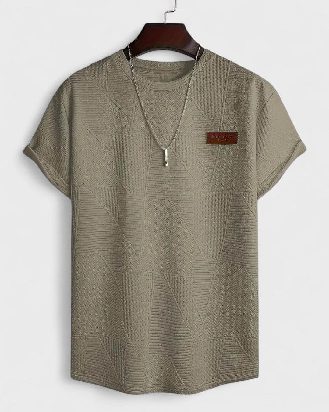 T-shirt pour homme à motif jacquard blanc et marron