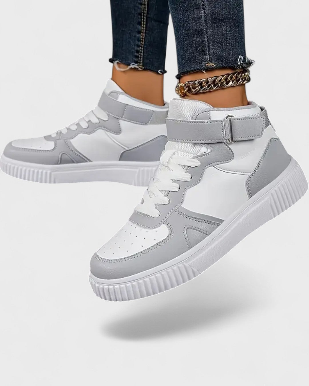Baskets montantes femme en cuir synthétique
