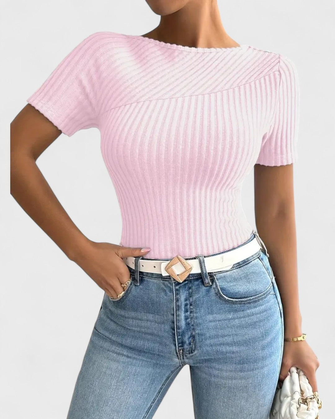 T-shirt tricoté côtelé