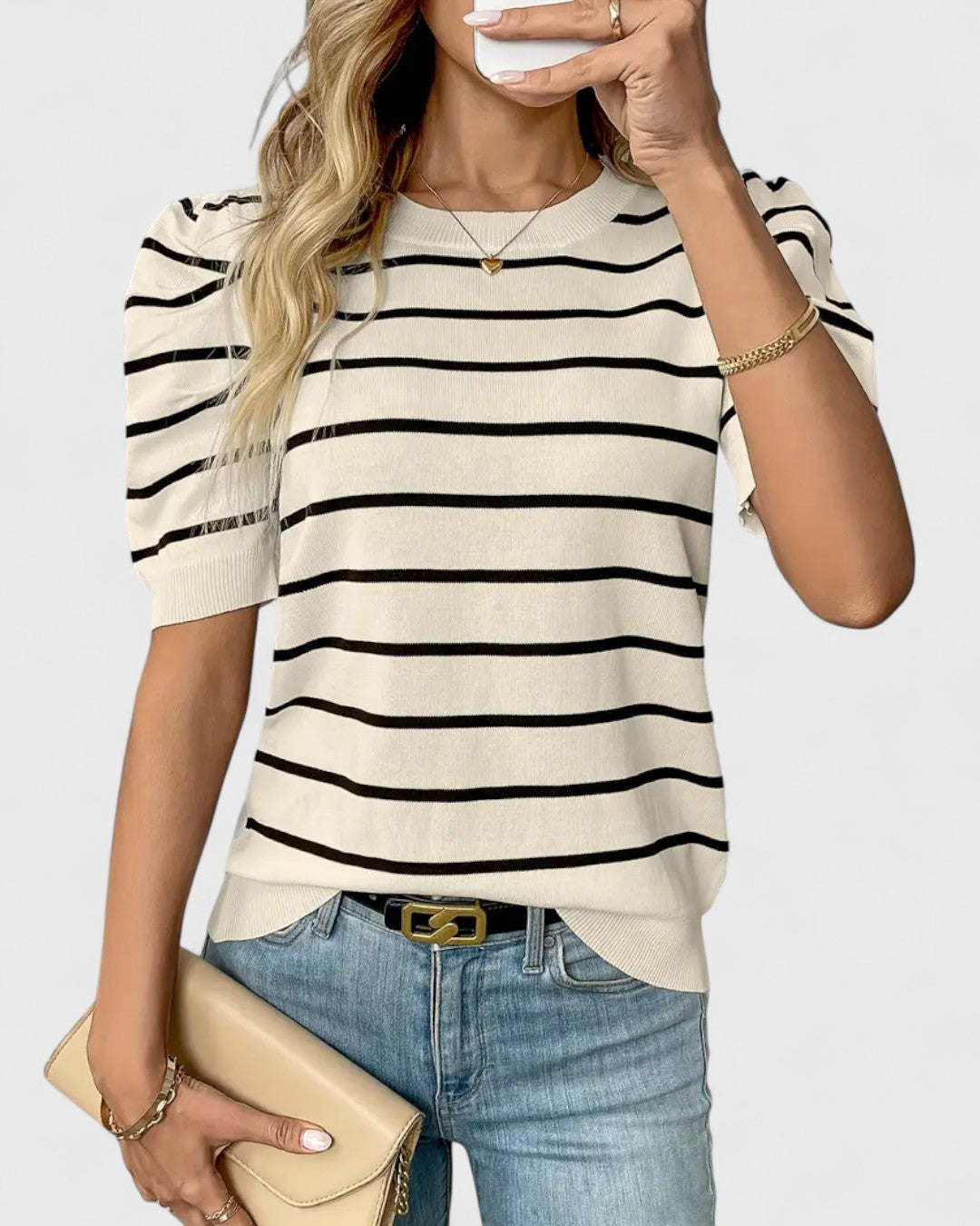 Chemise rayée à manches bouffantes
