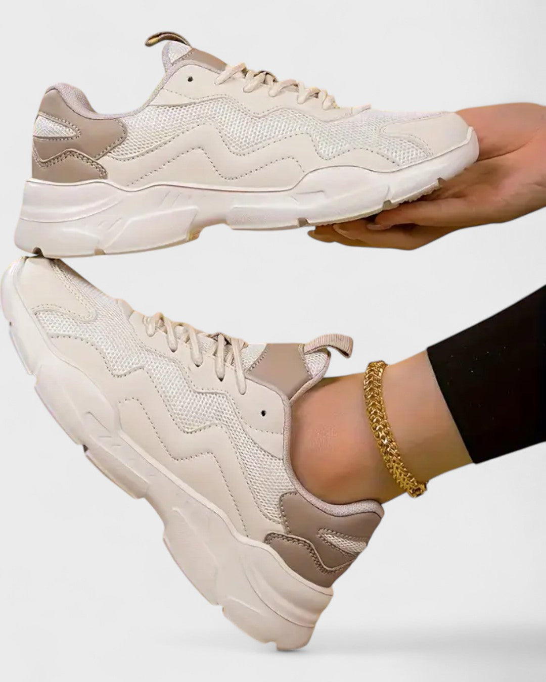 Baskets femme avec tige en mesh