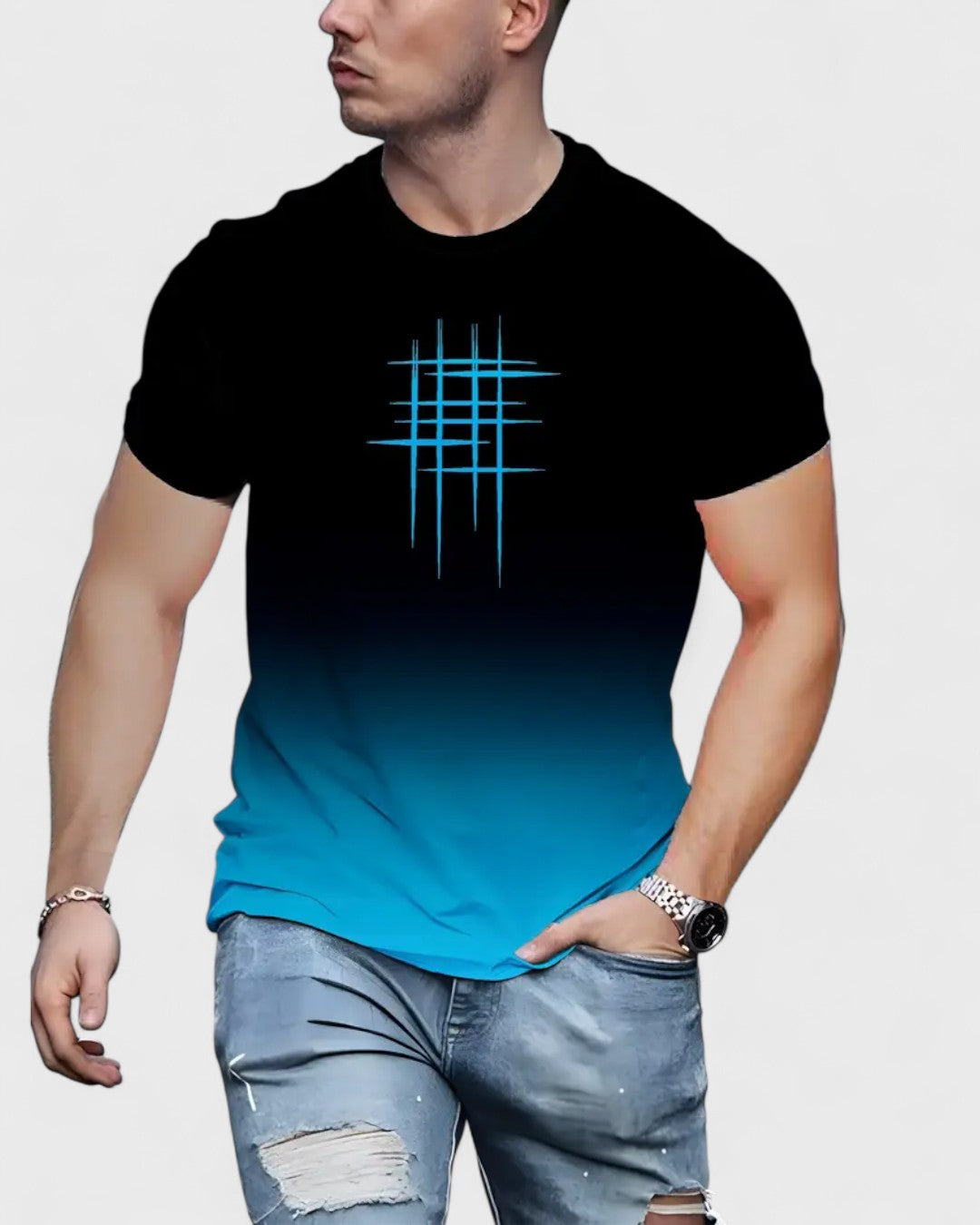 T-shirt homme imprimé style dégradé