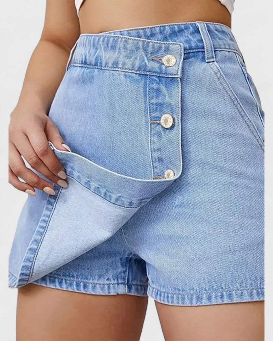 Short en jean asymétrique pour femme